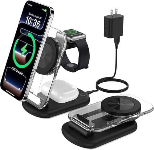 Mukiya 3 in 1 Magnetic Wireless Charging Station for Apple Devices by Mukiya