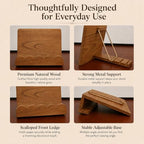 Cookbook Stand for Kitchen Counter, Solid Wood Recipe Book Holder - Image 4