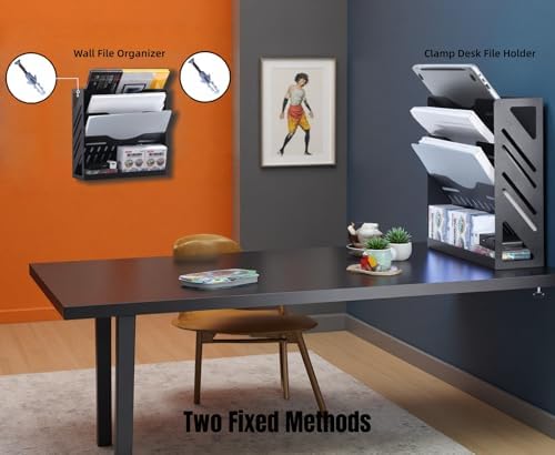 CanKing Metal File Organizer 4-Tier Clamp Desk and Wall Mount - Image 3