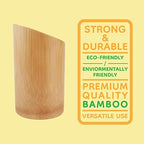 BambooMN Bamboo Kitchen Utensil Holder for Countertop, Utensil Crock for Cooking Utensils - 7" x 4" - Carbonized Brown - 10 Pieces - Image 5