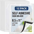12 Pack Magnetic Sign Holder 8.5 x 11 with Adhesive Back - White Magnetics Poster Frame & Magnetic Paper Holder - Reusable Adhesive Frames 8.5x11 - Magnet Frame for Wall Windows - Magnet Document Holders by Juzari