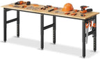 96” Heavy Duty Workbench, 5000 LBS Capacity Adjustable Work Bench with Pegboard and Power Outlet, Rubber Wood Work Table for Garage, Office, Workshop, Home by Unknown
