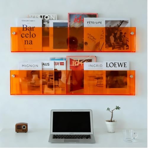 ROYALITA 2-Pack Acrylic Magazine Holder Brochure Holder, Orange 36 Inch - Image 3