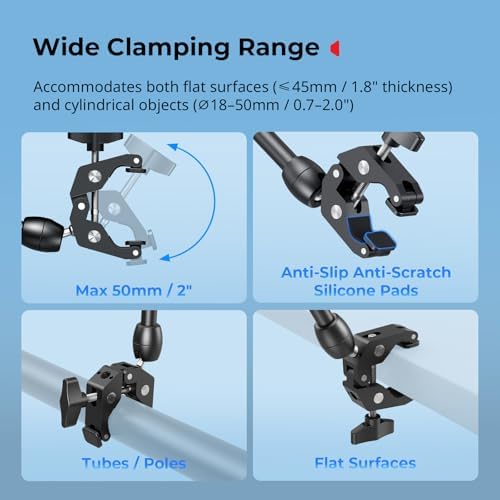 SMALLRIG Desktop Magic Arm Support with Super Clamp Kit, Phone Mount Clamp - Image 4
