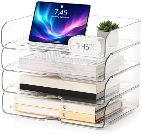 4-Tier Paper Organizer Desk Organizer Acrylic Paper Tray by NUOGIC