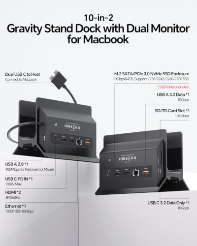 MacBook Docking Station Dual Monitor 4K@60Hz for MacBook Pro/Air M5/M4 - Image 2
