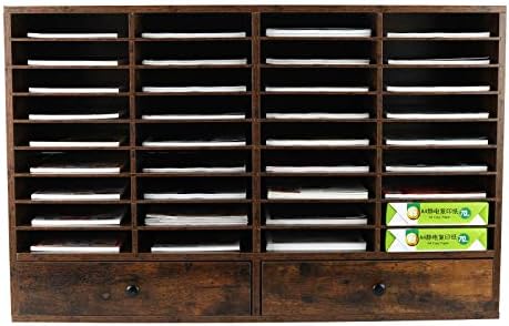 PAG-Mass Mail Sorter Organizer, Wood Literature Organizer, Student Mailbox for Classroom, Desktop Bill Paper Organizer for Office Home School, 38 Compartments, Antique Brown - Image 2