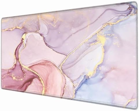 Gaming Mouse Pad 36x24 Giant Desk Mat XXXL Mousepad Extra Large Desk Pad Pink Marble Oversized Huge Computer Mat with Stitched Edges Non-Slip Rubber Base for Office Work Home Game by BBSujane