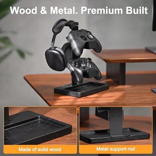 Solid Wood Controller Holder and Headphone Stand, Controller Stand for Desk - Image 3
