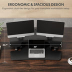 FLEXISPOT 36" Electric Standing Desk Converter, Motorized Sit to Stand Desk Riser, Height Adjustable Desktop Dual Monitor Workstation with Large Keyboard Tray, Black - Image 5