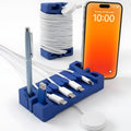 DeskBrick 2PK Silicone + Steel-Weighted Cord Holders for Desks. Weighted Cord Organizers & Cable Management for Desktops. Useful Phone Accessories & Cable Holders for Offices. No Adhesive. Blue by CordBrick