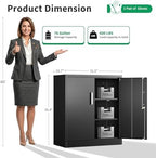 Metal Storage Cabinet with Locking Doors, 35.4" Steel Locker Organizer with Adjustable Shelves, Garage Utility Cabinet for Home, Office, Shop, and School - Image 3
