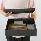 Soul & Lane - Black Kraft Decorative Storage Boxes with Lids, Set of 3 - Image 6
