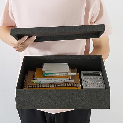 Soul & Lane - Black Kraft Decorative Storage Boxes with Lids, Set of 3 - Image 6