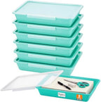Tinlade 6 Pcs Classroom Paper Storage Bins with Lids, 13x10, Teal by Tinlade