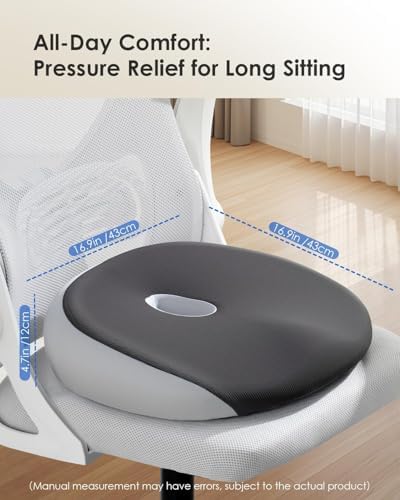 FLORICH Seat Cushion, Memory Foam Cushion for Office Chair, Ergonomic Office Seat Chair Cushion for Relieving Sciatica, Soft & Breathable Car Seat Cushion - Gray - Image 7