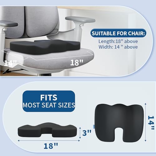 QUTOOL Seat Cushion and Lumbar Support Set for Office Chair – Supports Lower Back & Hips for Long Sitting Comfort, Helps Maintain a Comfortable Sitting Position, Ergonomic Memory Foam, Washable Cover - Image 4