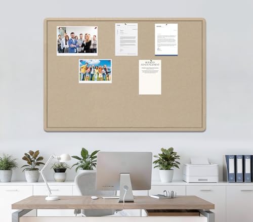 Large Bulletin Board 48" x 36", Felt Pin Board, Beige Brown - Image 6