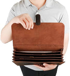 Genuine Leather File Folder, Accordian File Organizer, Leather Document Holder Resume Folio for Men & Women-Dark Brown-Custom - Image 7