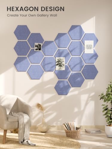 Fluxynara 12-Pack Hexagon Felt Bulletin Board Tiles, Lavender - Image 7