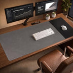 HAUTOCO Cork Desk Mat 48''x19.7'', Distressed PU Leather & Cloth Desk Pad by HAUTOCO