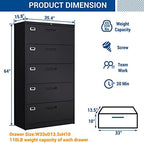 Fesbos Lateral File Cabinet with 5 Drawers - Metal Steel Filling Cabinets for Home Office - Lockable Storage Cabinet for Hanging Files Letter/Legal/F4/A4 Size-Assembly Required - Image 3