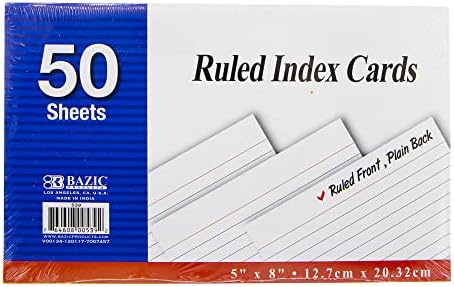 BAZIC Products White Ruled Index Cards, 5 x 8 in, 50 Ct, 36-Case by BAZICProducts