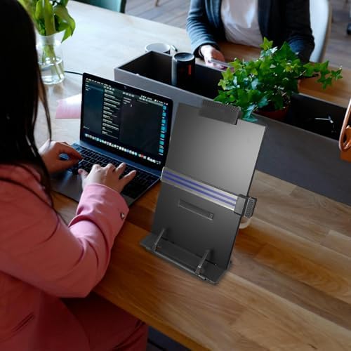 Homoyoyo Adjustable Document Holder and Copy Stand Desktop Reading Stand with Foldable Design for Office Use, Black Portable Book Holder for Typing and Recipe Display - Image 3