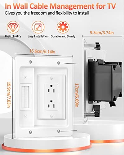 Elecpow in Wall Cable Management Kit, Hide TV Power Cables & Low Voltage Wires Behind The Wall, Recessed Outlet for Wall Mounting TV - Image 6