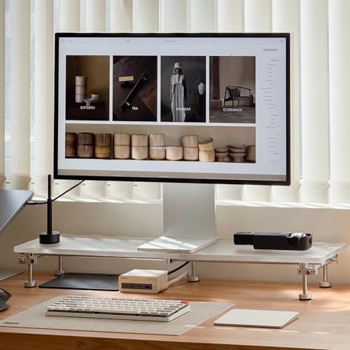Desk Organizer and Accessories, Computer Monitor Stand for Desk, 31.5" Diy Acrylic Monitor Riser for Desk Accessories - Image 2