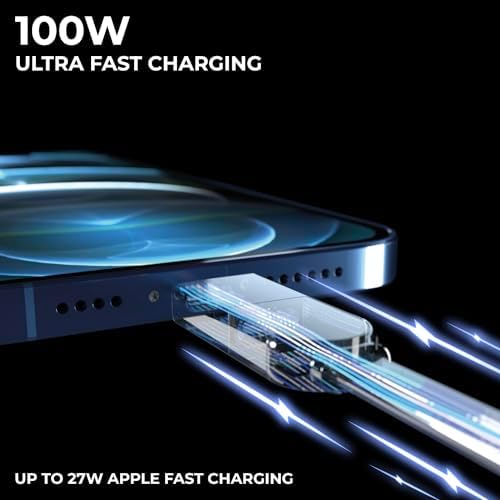 Rolling Square inCharge XL 6-in-1 Multi Charging Cable, Portable USB and USB-C Cable with 100W Ultra-Fast Charging Power, 1 Ft/0.3m, Urban Black - Image 3
