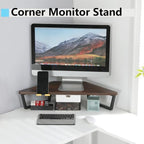 TEAMIX Corner Monitor Stand with Drawer and Phone Holder, 26x12.6x5.3in - Image 2