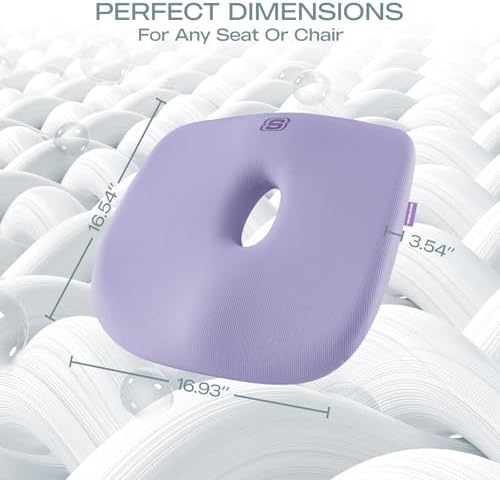 Skechers Seat Cushion Memory Foam,Donut Pillow Office Chair Cushion for Tailbone Pain Relief,Butt Pillow for Office Chair,Car seat Cushion,Long Sitting Office Workers,and Car Drivers,Purple - Image 5