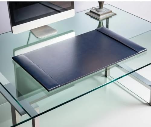 Dacasso Bonded Pad with Side Rails Luxury Leather Desk Blotter for Writing, 30 x 18 (Navy Blue) - Image 3