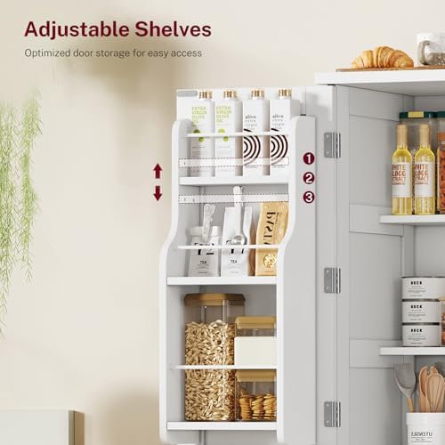 TEENFON Storage Cabinet, Pantry Cabinet with 4 Doors and 3 Storage Shelves, Kitchen Cabinet, Bathroom Storage Cabinet for Living Room, Small Space, Dining Room, 51”H White - Image 6