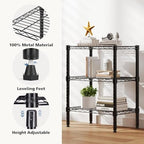 HealSmart 3-Tier Metal Wire Storage Shelves, Adjustable Standing Storage Rack Shelf, Heavy Duty Steel Shelving Unit Organizers for Kitchen Bathroom Pantry Garage, 23.2" W×13.4" D×30.3" H, Black - Image 4
