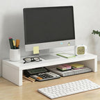 Solid Wood Monitor Stand Riser & Laptop Stand Desk Organizer - Office Accessories for PC Workspace, Computer Organization, Countertop Hutch White 19.7x7.9x3in by Unknown