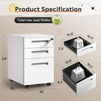 DEVAISE 3 Drawer File Cabinet with Lock, Fully Assembled Except Casters - Image 3