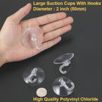 200 Pieces Large Suction Cups with Hooks 2 inch Clear Plastic Sucker Hooks for Glass Window Wall Festivals Parties Theme Carnival Decoration Door Bathroom Kitchen - Image 4