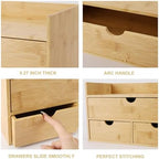 Charmewooden Bamboo Desk Organizer With Drawers Countertop Drawers Counter Storage Box Corner Desk Organizer for Home Office No Assembly Required - Image 6