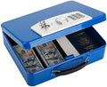 KYODOLED Blue Safe Box with Digital Keypad Lock, Lock Box with Code for Personal Items, Metal Security Box for Cash, Passport, Jewelry, Ideal for Home, Office, Garage Sale, 11.8'' x 9.4'' x 3.5'' by KYODOLED