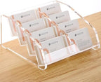HeZone Business Card Holder for Desk Clear Acrylic Cards Stand Rack Multiple 8 slots 4 Tier, Business Card HolderDisplay for Women and Men Organize 400 Cards (8 Slots) by HeZone