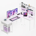 Apicizon L Shaped Gaming Desk 53" with Hutch, LED Light and Drawer by APICIZON