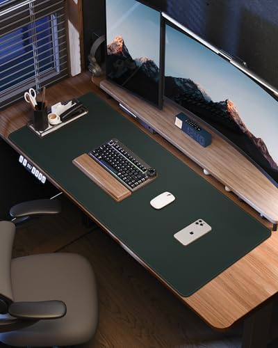 Leather Desk Pad Protector,48"x24" - Premium Desk Mat, Office Desk Mat, Large Mouse Pad,Non-Slip Desk Blotter,Waterproof Desk Writing Pad for Office and Home(Dark Green) - Image 6