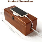 Large Cable Management Box with Clasp, Soild Wood Cord Box with 4 Open Slots, Cable Box to Hide Cords and Power Strip - Image 2