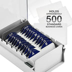 Acrimet Index Business Card Size File Holder Organizer Box Metal Base Heavy Duty (AZ Index Cards and Divider Included) (White Color with Clear Crystal Plastic Lid Cover) - Image 2