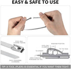 500Pack Stainless Steel Cable Zip Ties 18 inch 304 Metal Cable Ties with 270lbs Tensile Strength Heavy Duty Zip Ties for Farms Pipes Roofs Workshop Outdoor Fence Use - Image 6