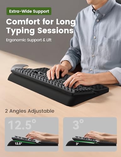 Vaydeer Extra-Large Wrist Rest with Keyboard Stand, Ergonomic Wrist Support Pad, Soft Memory Foam Wrist Cushion for Mechanical 100% Full-Size Keyboard, Carpal Tunnel Pain Relief, Green - Image 6