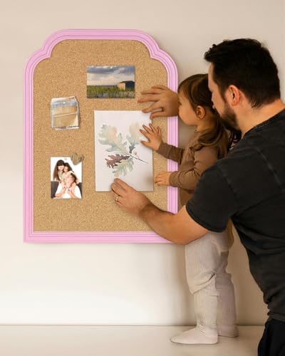 Cork Bulletin Board, 17.7"*23.6" Pin Board with Pink Frame, Decorative Hanging Message Board for Home Office School - Memos, Notes, Photos, Vision Board(PK-4560) - Image 7