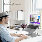 BoYata Laptop Stand, Adjustable Metal Desktop Riser, Up to 15 Inches, Gray - Image 4